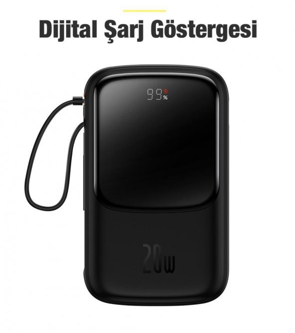 Baseus 20W 10000mAh İphone 13, 13 Pro, 13 Pro Max Lightning Şarj Kablolu Dijital Ekranlı Powerbank - 3