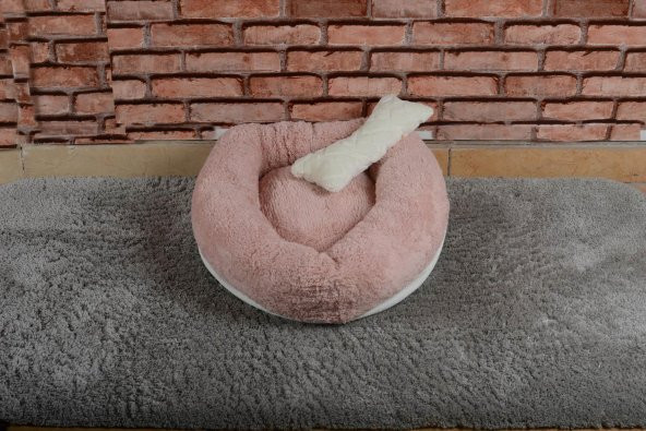 Cookie Pet Sherpa Polar Yıkanabilir Yuvarlak Köpek Kedi Yatağı 60 cm Açık Pudra