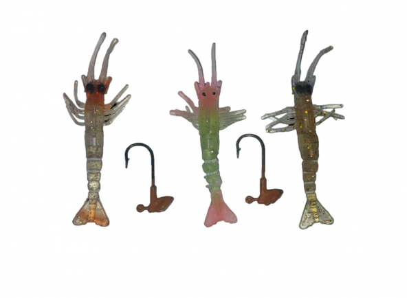 FLADEN 10CM KARİDES SİLİKON 3 LÜ SET İĞNELİ