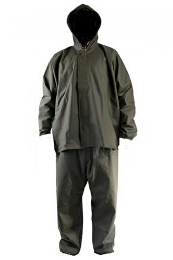 ÖNÜ FERMARLI  XXXXL ALT ÜST HAKİ YAĞMURLUK - 2