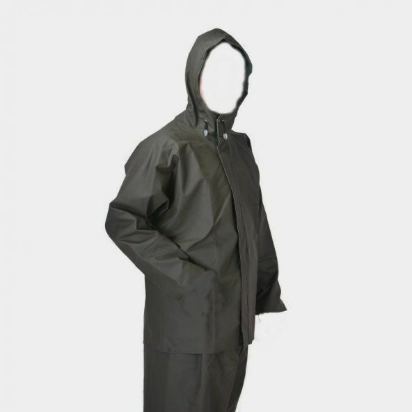 ÖNÜ FERMARLI  XXXXL ALT ÜST HAKİ YAĞMURLUK - 3