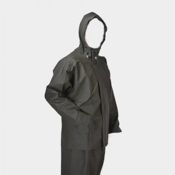 ÖNÜ FERMARLI  XXXXL ALT ÜST HAKİ YAĞMURLUK - 5