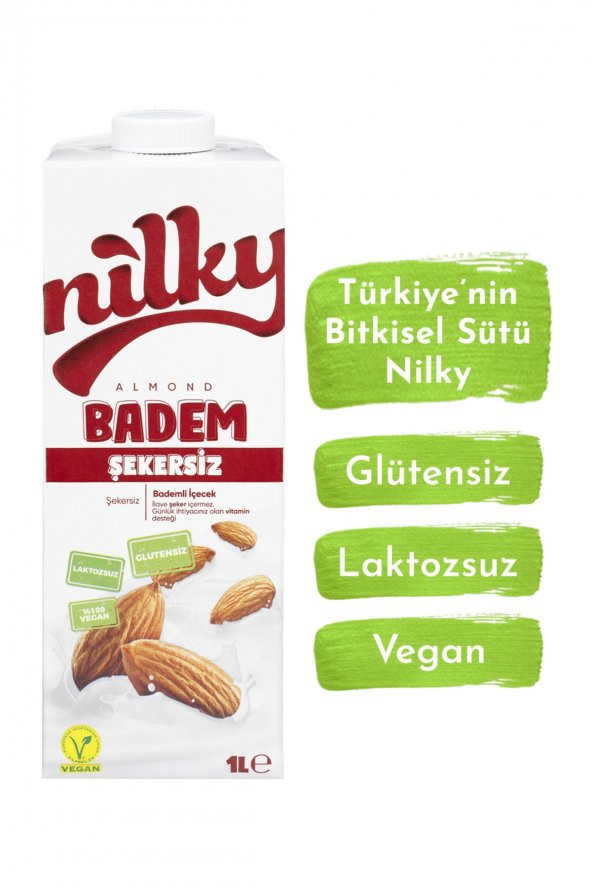 Nilky Vegan Şekersiz Badem Sütü 1 Lt