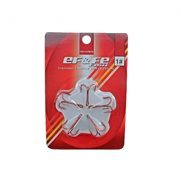 EF&FE FISH HIGH-CARBON 5 ADET-  3LÜ-KIRMIZI İĞNE - 4