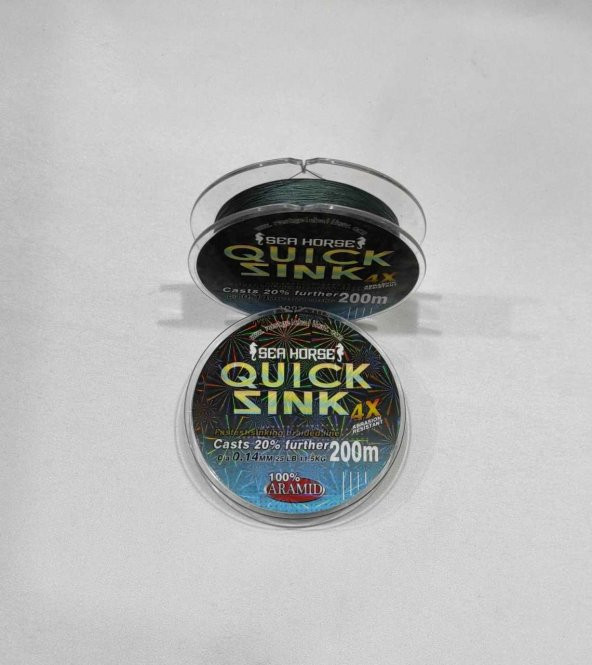 SEA HORSE QUİCK SİNK 0,14 MM 200MT 4X İPEK MİSİNA ABRASION-RESISTANT BLUE DİA.0.14- 25LB 11.5KG