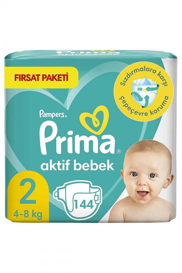 Prima Bebek Bezi Aktif Bebek 2 Beden 144 Adet Fırsat Paketi