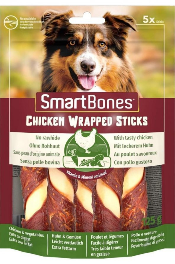 SmartBones Tavuk Sargili Stick Köpek Ödülü Medium 5 Adet 137 gr