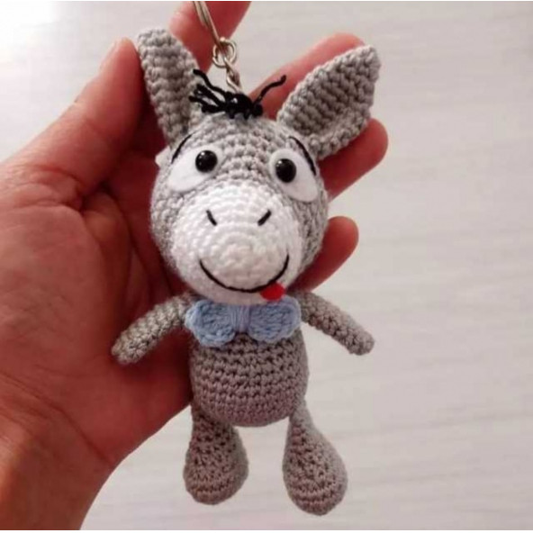 Amigurumi Sevimli Eşek Anahtarlık Aksesuar Hediyelik minik hayvanlar