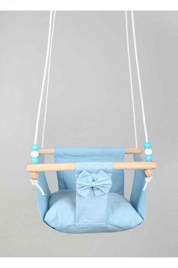 BabyDoor Ahşap Çocuk Salıncağı Pamuklu Kumaş Hamak Beşik Salıncak - 3