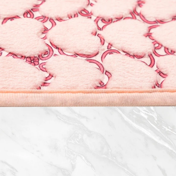 Jassrug Leila Kalp Embos Kaymaz Taban İkili Klozet Takımı 60x100 ve 50x60 Pembe - 3