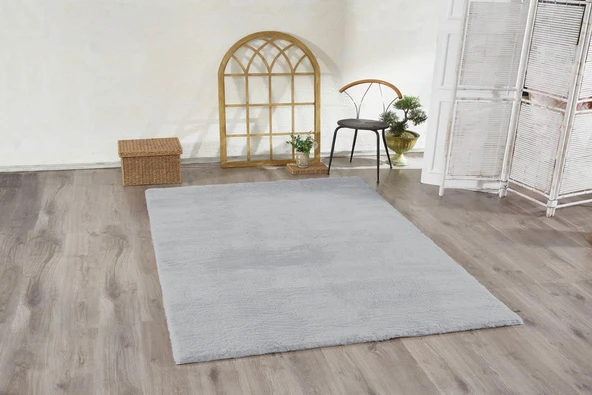 Jassrug Tavşan Tüyü Kürk Halı 80x120 Gri