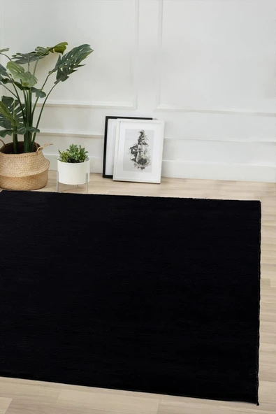 Jassrug Tavşan Tüyü Kürk Halı 120x180 Siyah - 3