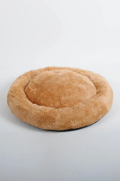 Cookie Pet Sherpa Polar Yıkanabilir Yuvarlak Köpek Kedi Yatağı 50 Hardal