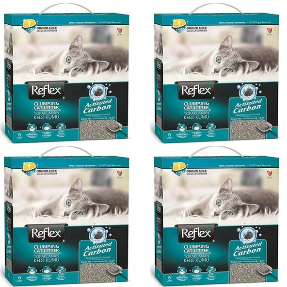 Reflex Aktif Karbonlu Topaklanan Kedi Kumu 6 Lt 4 Adet