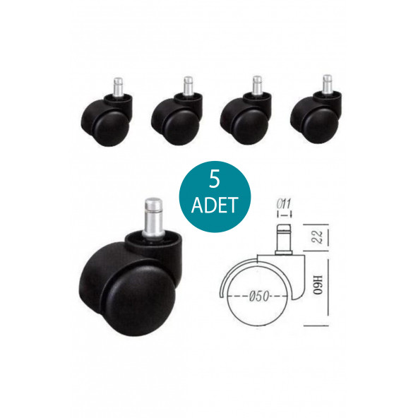 Turkea Büro ve Ofis Koltukları için 5'li Tekerlek Paket Yedek Parça