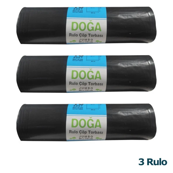 Ecoplast Battal Boy Çöp Torbası Poşeti - 400 Gr. - 90 Litre - 80 x 110 Cm / 10 Adetlik 3 Rulo - Resim 2