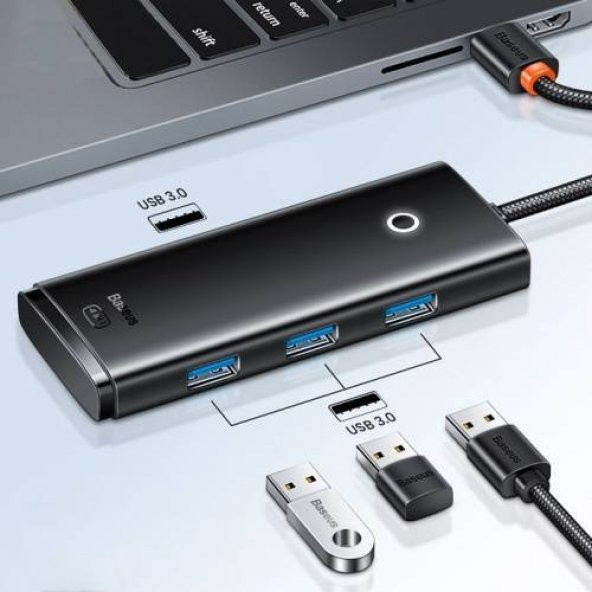 Baseus 0.25CM 5Gbps Veri Aktarım 4 Portlu USB to USB 3.0 Dönüştürücü Çevirici Hub Tak Çalıştır - 3