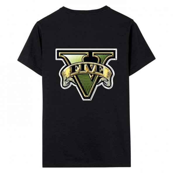Gta 5 Baskılı T-Shirt - 4 - 5 (116) Yaş Beden - Siyah - Mood - 1
