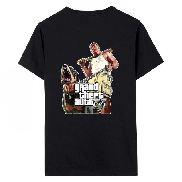 Gta 5 Baskılı T-Shirt 10 - 11 (152) Yaş  Beden - Siyah