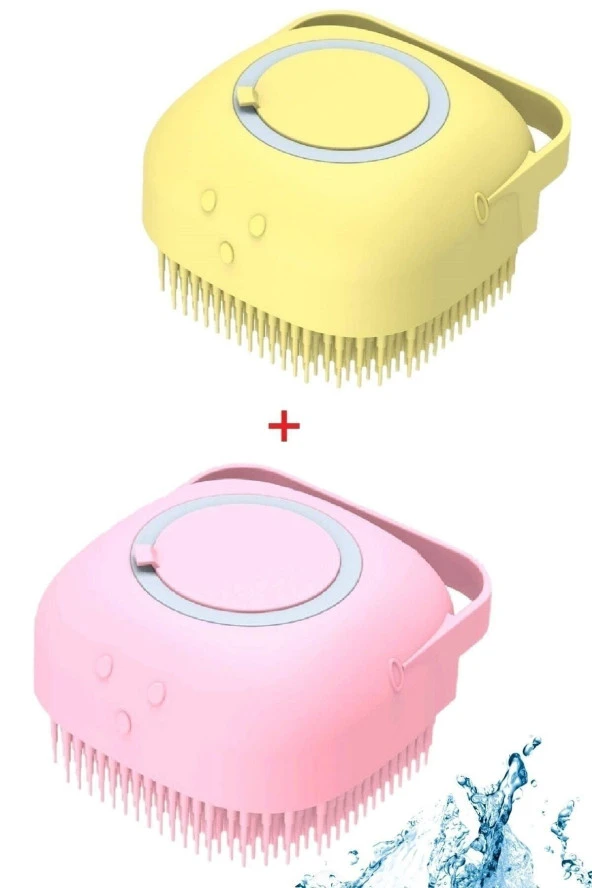 2 Adet Silikon Banyo Duş Jeli Kesesi Hazneli Şampuan Peeling Vücut Masaj Fırçası Bulaşık Fma254151