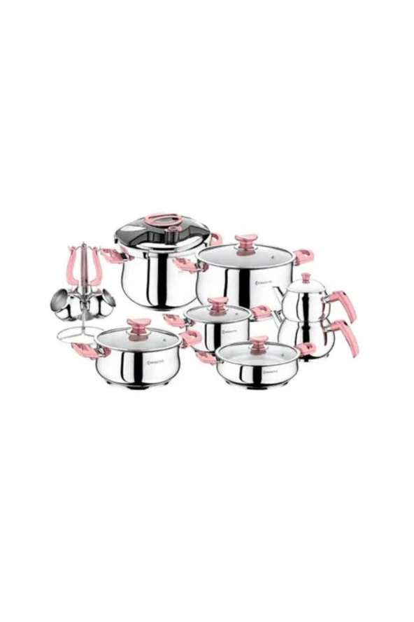 Grado Delüx 18 Prç Çelik Tencere Seti Pembe ürün görseli