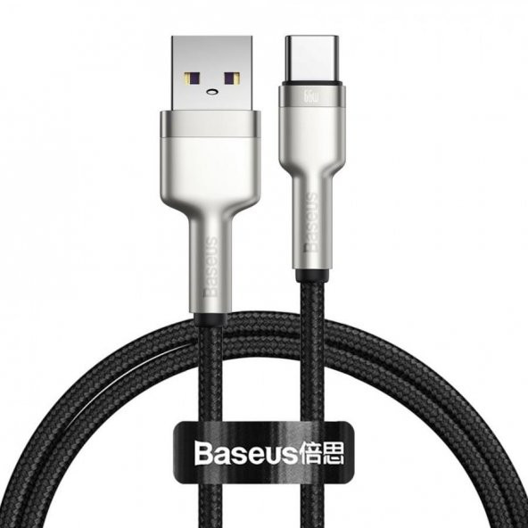 Baseus 66W 1 Metre Smart Chip USB to Type C Şarj ve Data Kablosu, Kırılmaz, Kopmaz Örgü Halat Kablo