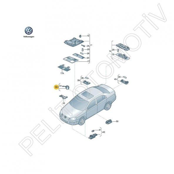 Jetta Sunroof Açma Düğmesi 1K0959613A (2006-2008) Gri - 2