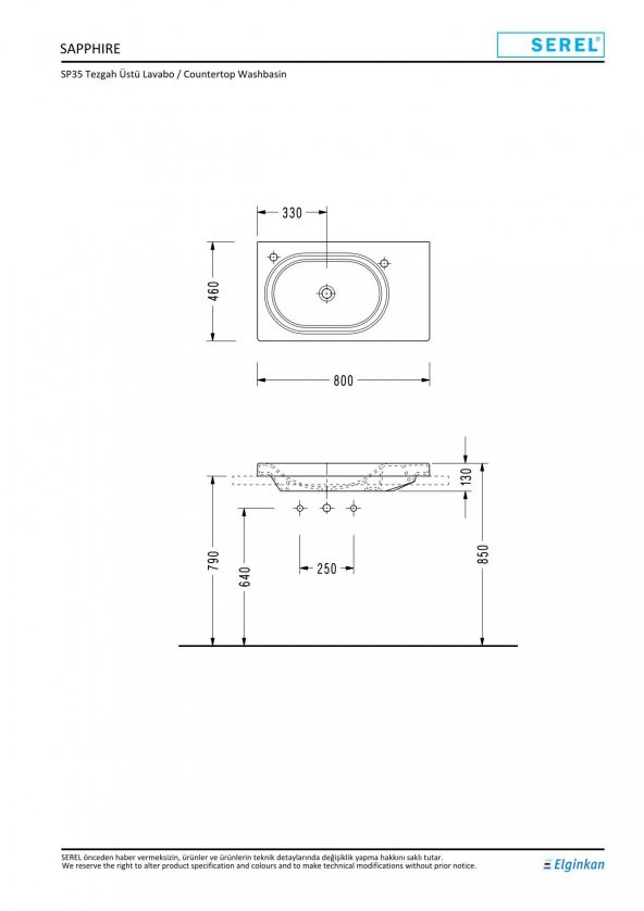 Serel Sapphire 46x80 cm Etajerli Dolap Mobilya Uyumlu Lavabo SP35TXS110H - 2