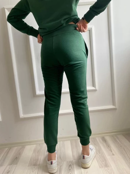 Kadın Kapüşonlu Paçası Lastikli Eşofman Takımı Yeşil - 7