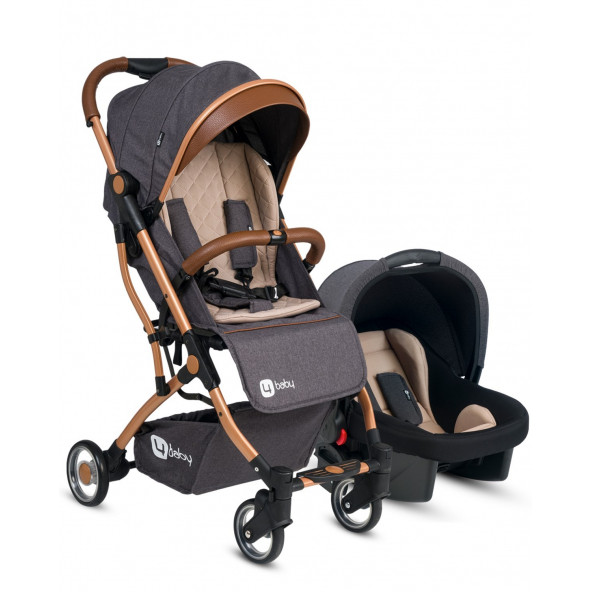 4 Baby AB420 Drone Gold Travel Sistem Bebek Arabası Antrasit