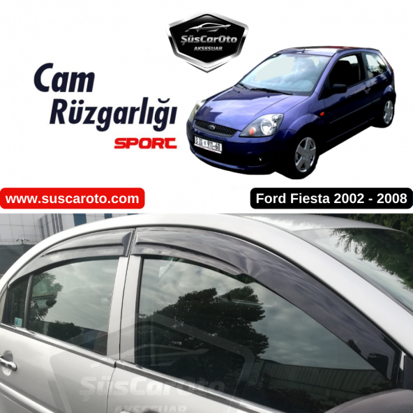 Ford Fiesta 2002-2008 Uyumlu Mugen Cam Rüzgarlığı Seti Piano Black 4lü İthal