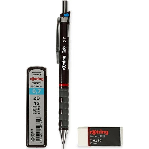 Rotring Tikky Okul Seti 0.7 mm Kahverengi Versatil Kalem + Silgi + Uç - 3