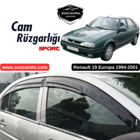 Renault 19 Europa 1994-2001 Uyumlu Mugen Cam Rüzgarlığı Seti Piano Black 4lü İthal