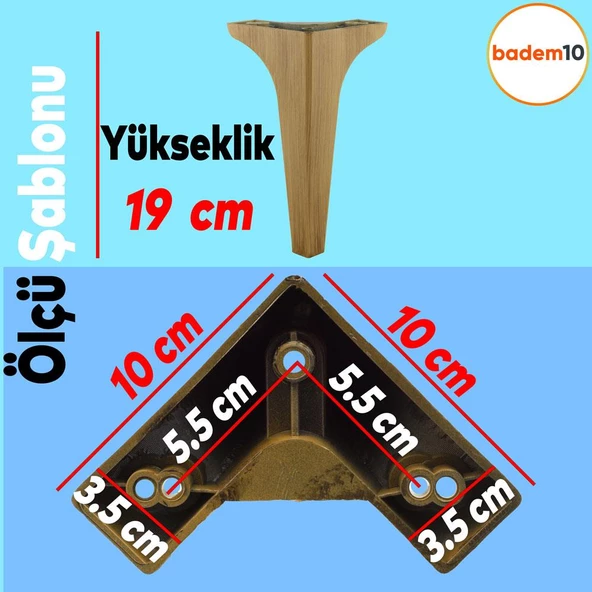 Sedef Lüks Mobilya Kanepe Tv Ünitesi Konsol Koltuk Ayağı 19 Cm Ahşap Desenli Kahverengi Ayakları - 4