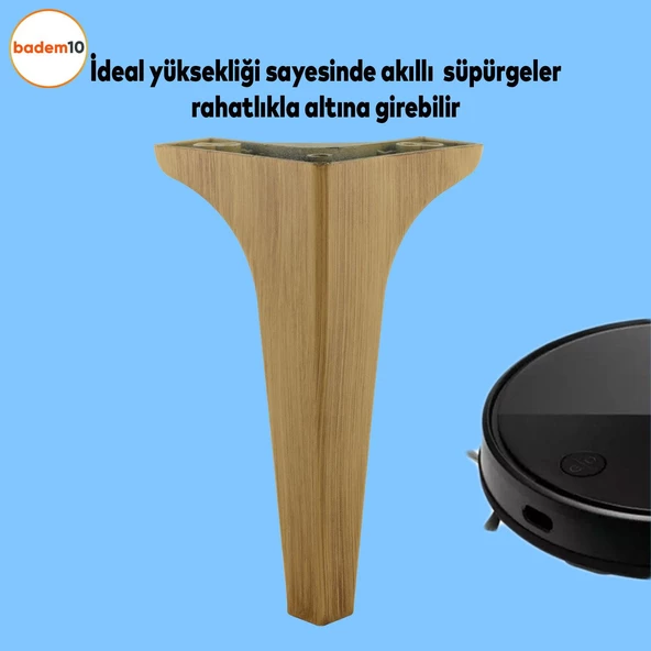 Sedef Lüks Mobilya Kanepe Tv Ünitesi Konsol Koltuk Ayağı 19 Cm Ahşap Desenli Kahverengi Ayakları - 2