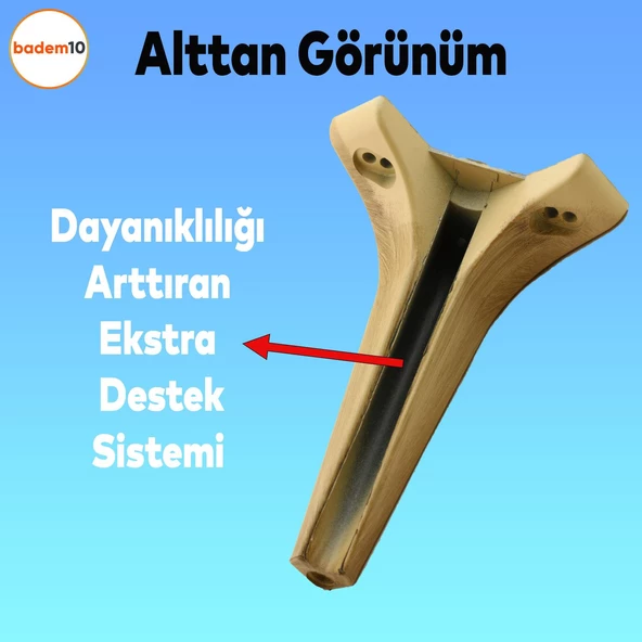 Sedef Lüks Mobilya Kanepe Tv Ünitesi Konsol Koltuk Ayağı 19 Cm Ahşap Desenli Kahverengi Ayakları - 3