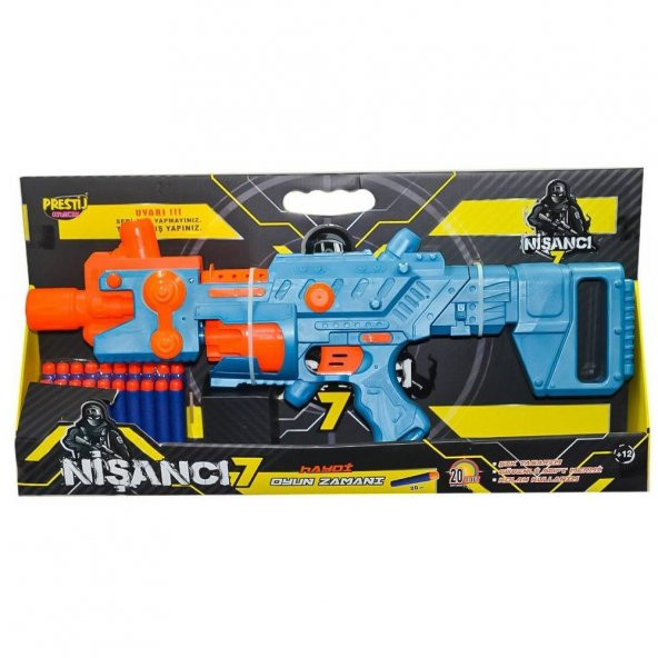 Nişancı 7 Pilli Sünger Mermi Dart Atan Oyuncak Silah