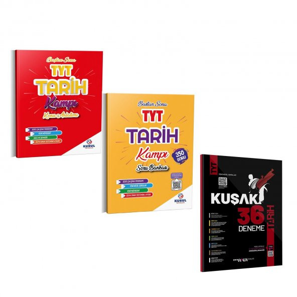 Kurul TYT Tarih Konu Soru ve Marka Kuşak Deneme Seti 3 Kitap
