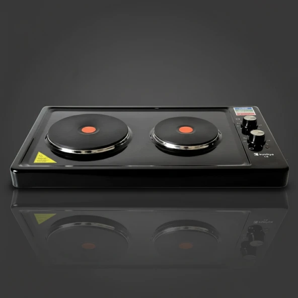 Kunhya İki Gözlü Elektrikli Ocak Siyah Emaye - Resim 8