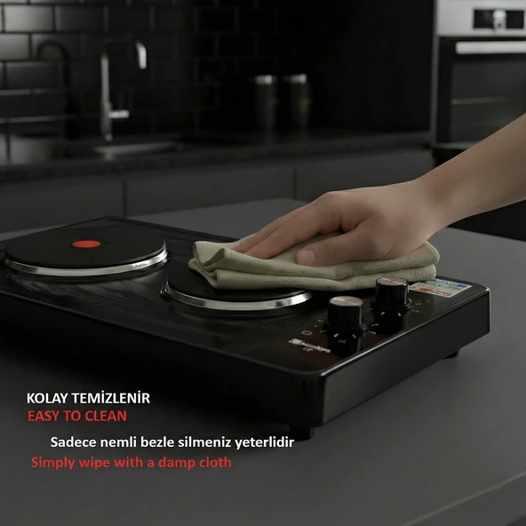 Kunhya İki Gözlü Elektrikli Ocak Siyah Emaye - Resim 6