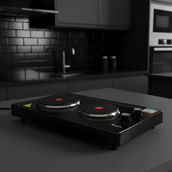 Kunhya İki Gözlü Elektrikli Ocak Siyah Emaye ürün görseli 1