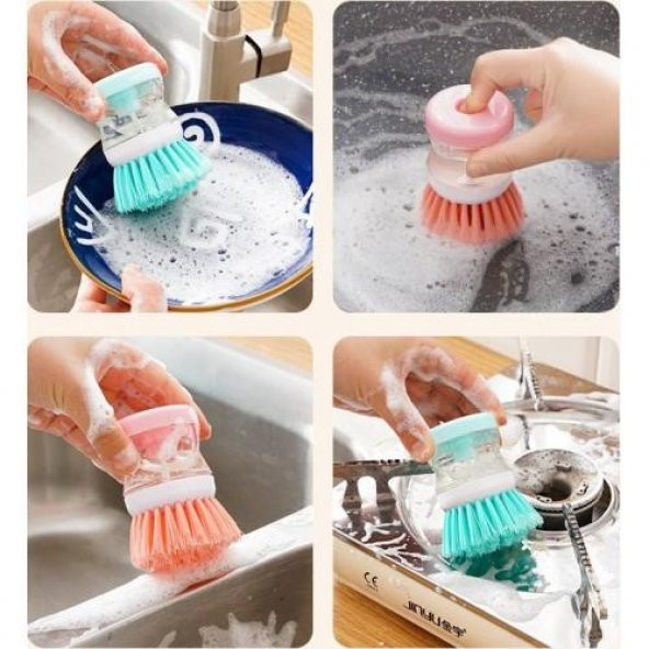 3B Trend Sıvı Deterjan Hazneli Bulaşık Fırçası Hazneli Mutfak Banyo Lavabo Yıkama Fırçası - 4