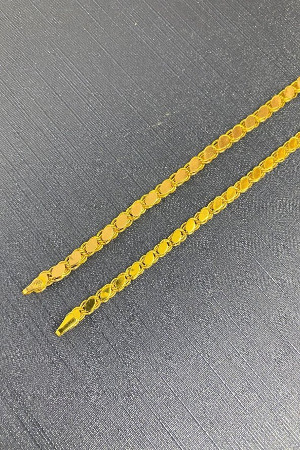 14 Ayar Altın İnce Pullu Zincir Bileklik 4,5 mm - 5