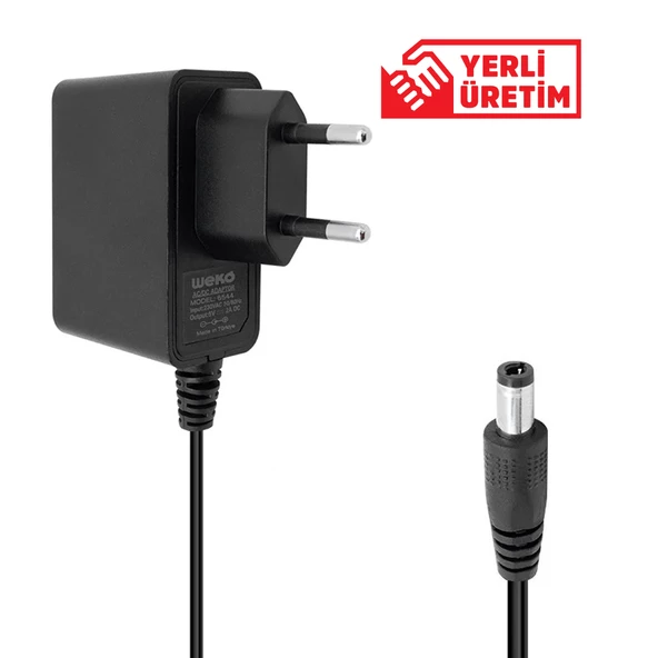 Weko 5 Volt - 2 Amper - 10 Watt 5.5 2.5 Uçlu Yerli Üretim Plastik Kasa Priz Tipi Adaptör