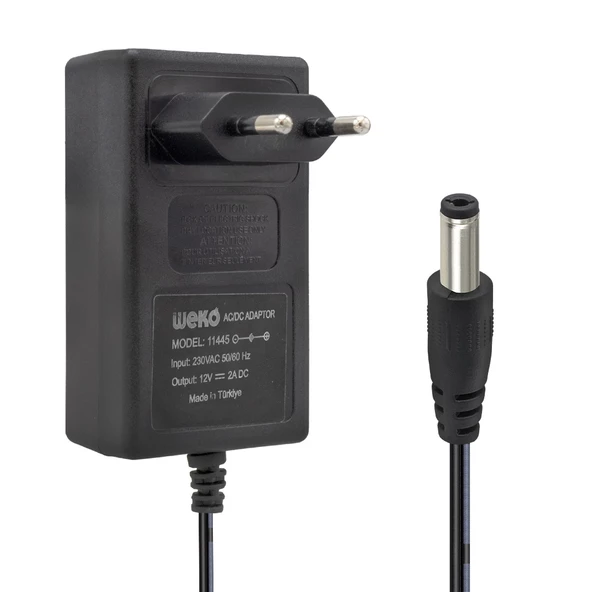 Weko 12 Volt - 2 Amper 5.5 2.5 Uçlu Yerli Üretim Plastik Kasa Priz Tipi Adaptör