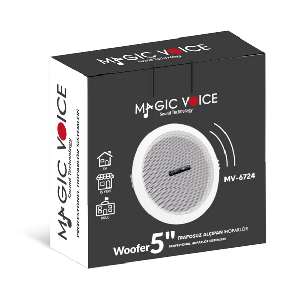 MAGICVOICE MV-6724 13 CM 6 WATT 8 OHM 5 BEYAZ TRAFOSUZ ALÇIPAN HOPARLÖR - 2