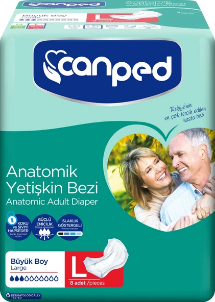 Canped Anatomik Hasta Bezi Büyük Boy (l) 8li 8 Paket 64 Adet