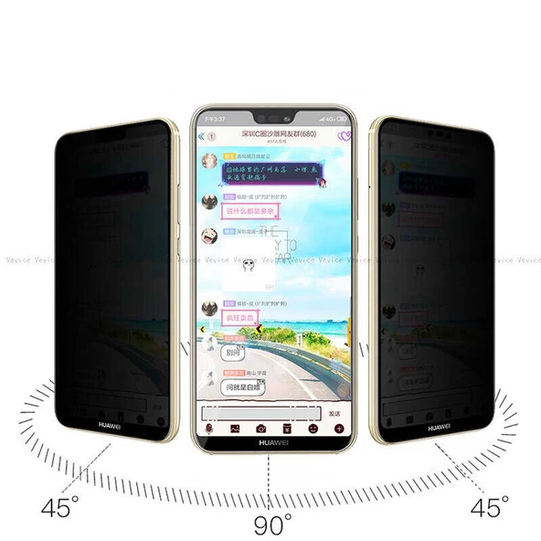 Huawei P20 Lite Davin 5D Privacy Cam Ekran Koruyucu - Resim 2
