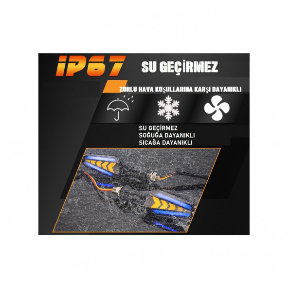 Çift Taraflı Motosiklet Sinyal Ledi Takımı Drl Gündüz Farı Kırmızı Kayar Sinyalli C14 - 3