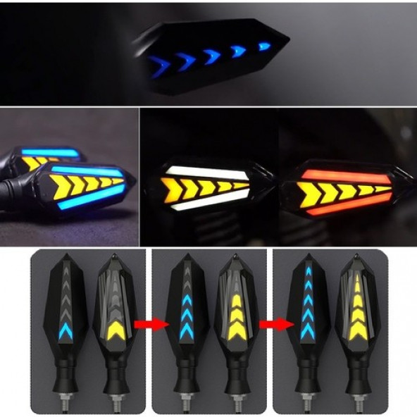 Çift Taraflı Motosiklet Sinyal Ledi Takımı Drl Gündüz Farı Kayar Sinyalli C15 - 2